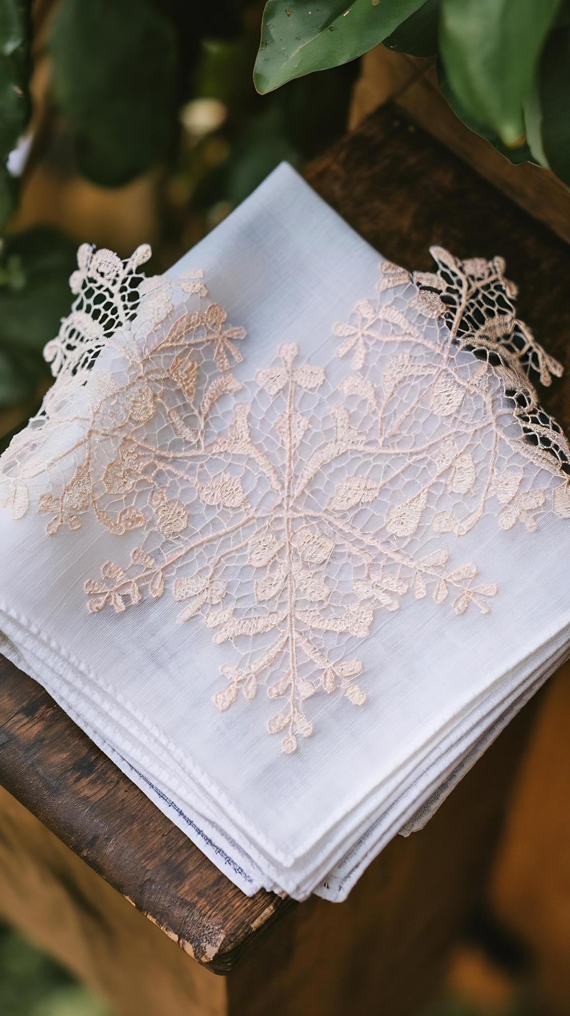 Custom embroidered wedding handkerchief